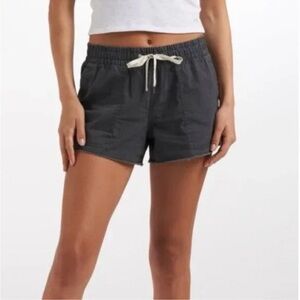Vuori Vintage Ripstop Shorts Charcoal Elastic Waist Drawstring Raw Hem Casual M